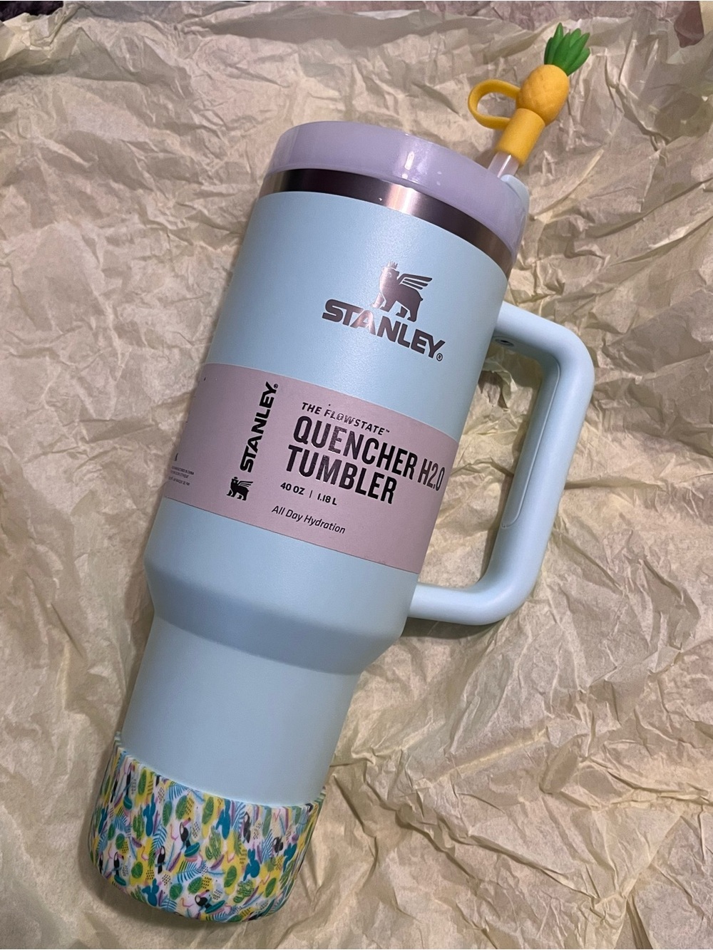 Stanley 40oz Mint • Quencher Tumbler with boot & topper